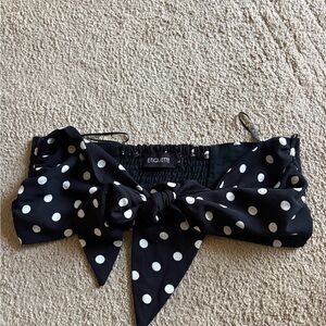 Black Polka Dot Tie-Front Crop Top